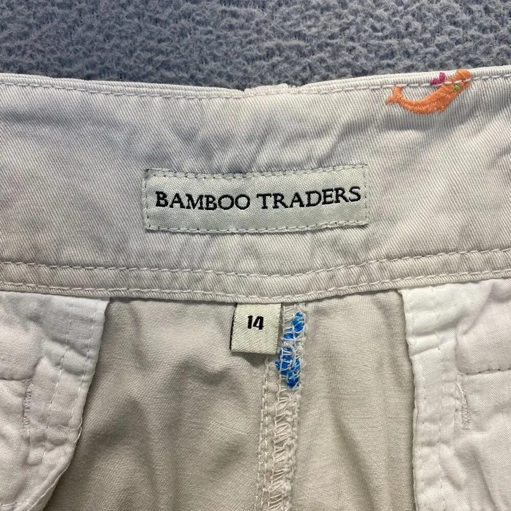 bamboo trader bermuda Beige shorts size 14 Embroidery,Pockets Zipper